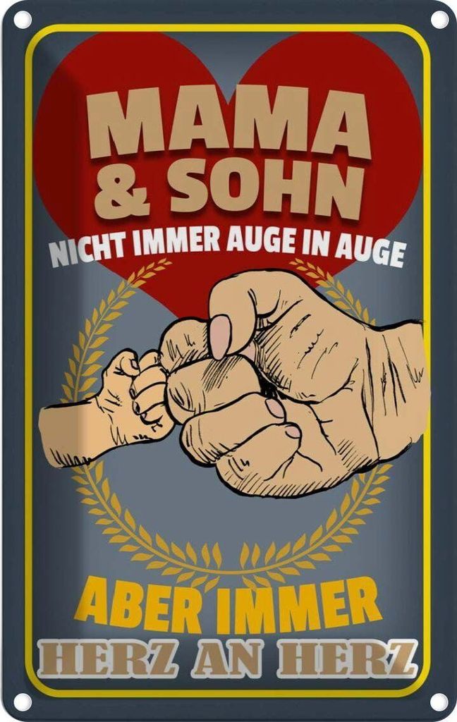 vianmo Blechschild 18x12 cm Mama und Sohn immer Herz an Spruch Zitat