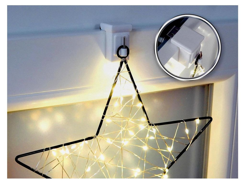 4x Fensterhaken Dekohaken Fensterclip für Fensterdekoration Weiß - Fensterdicke: 10-27mm