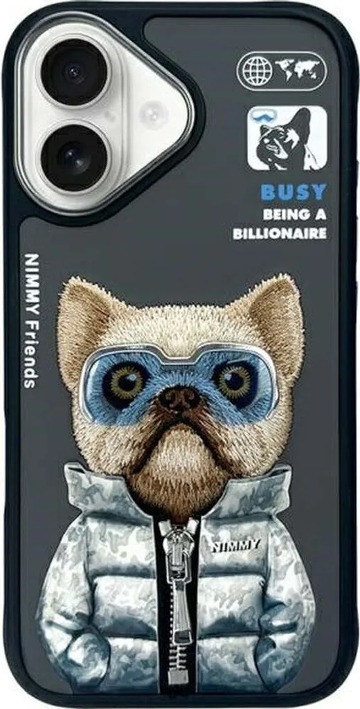 Nimmy iPhone 16 Cover Cane Nero - Emozioni e Protezione 3D