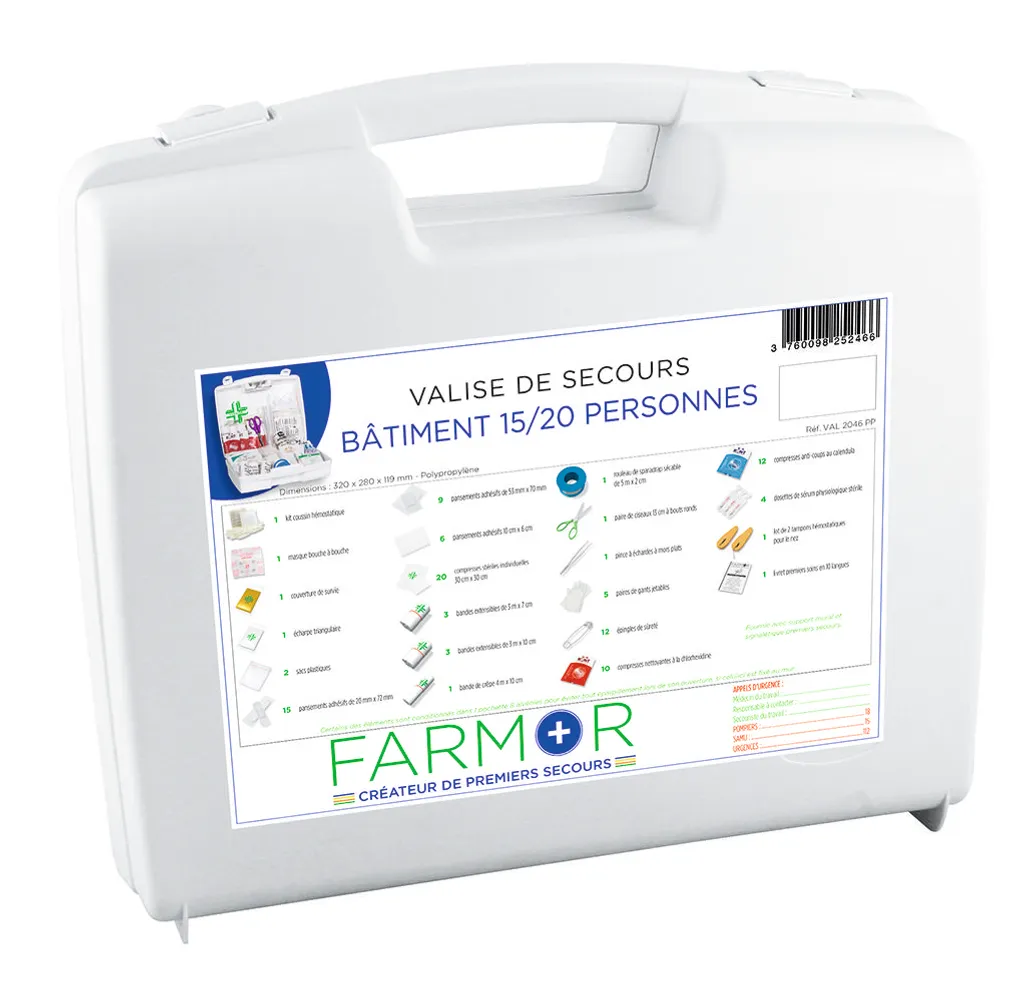Valise de secours 15/20 personnes FARMOR VAL 2046 PP en polypropylène
