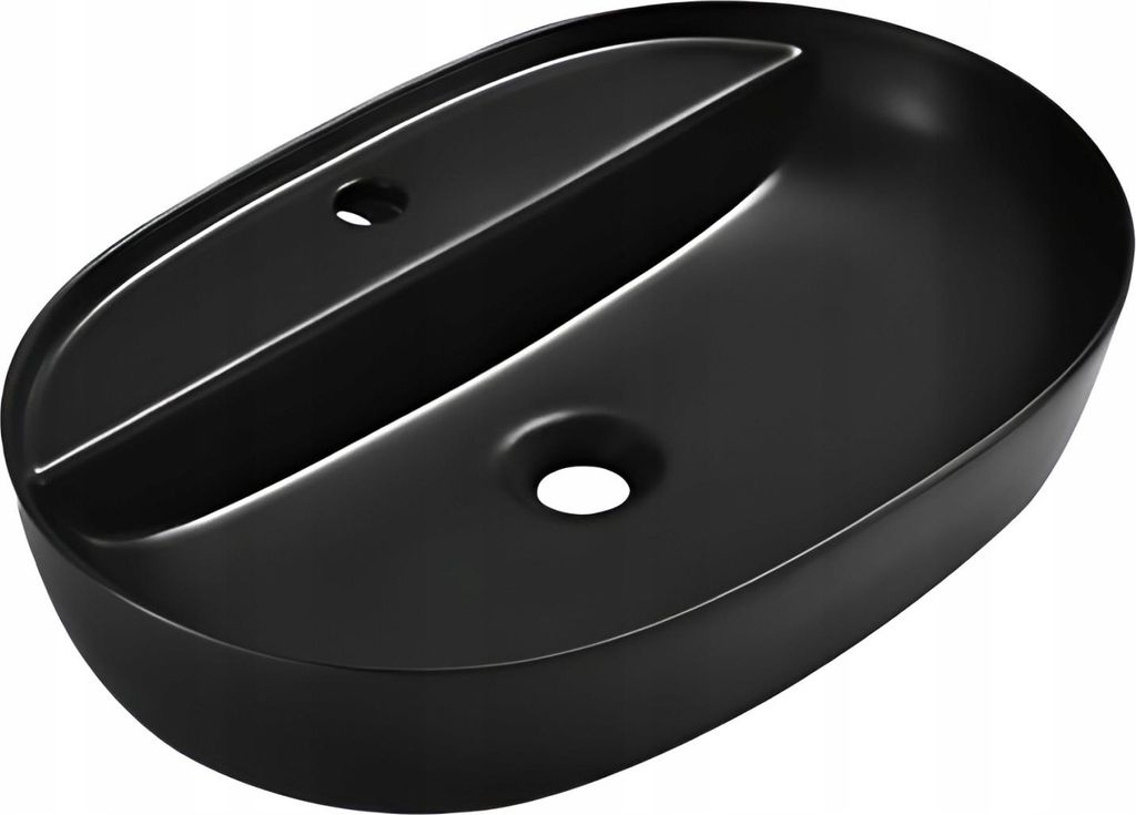 Aufsatzwaschbecken 50x40x13 schwarz oval abgerundet Keramik Omeble