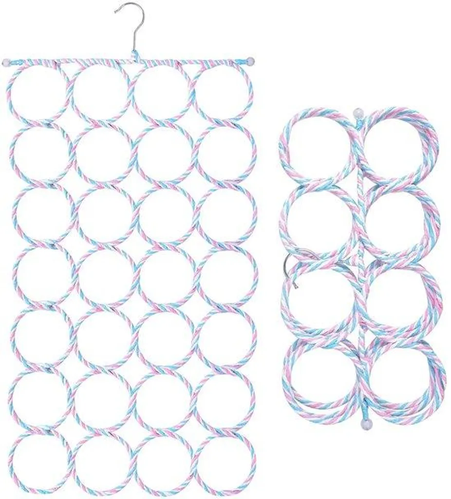 Porte-foulards rotin pliable multi-anneaux - Finition Métal Robuste - 1 pc