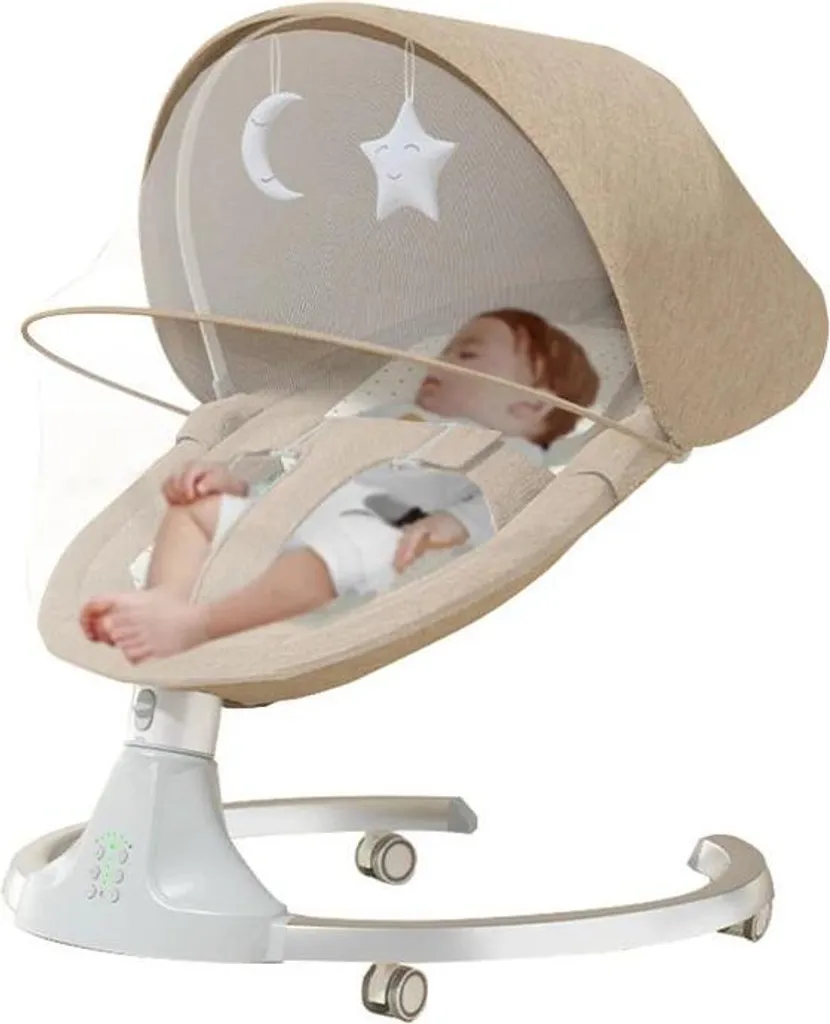 Berceau balancelle M3-KHAKI : lit bébé électrique pour voyage et maison