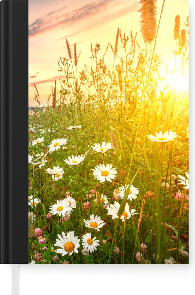 MuchoWow Notizbuch Tagebuch Haushaltsbuch Notebook A5 Blumen - Gänseblümchen - Natur - Sonne - Horizont - Notizblock - Notizheft - Notebook - S...