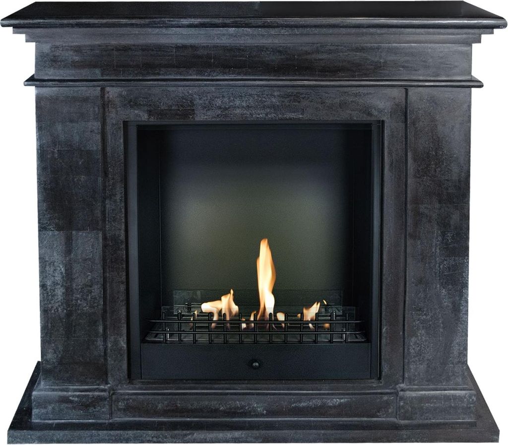 Xaralyn Ethanol-Kamin - Kos BCL-SBP - schwarz polierter Naturstein - 3 kW Heizung - Kaminsims inklusive Einbaukamin - Dekokamin