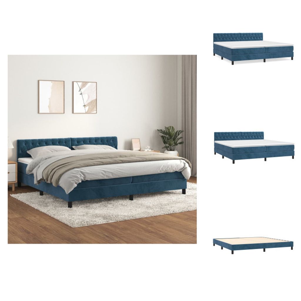 vidaXL Boxspringbett mit Matratze Dunkelblau 200x200 cm Samt - Betten & Bettgestelle