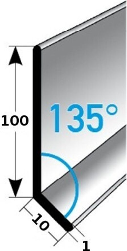 Sockelleiste | Aluminium | Silber | Breite 20 mm | Höhe 100 mm | Länge 2500 mm | Materialstärke 2 mm | Gebohrt | Fußleiste | 1 Stück
