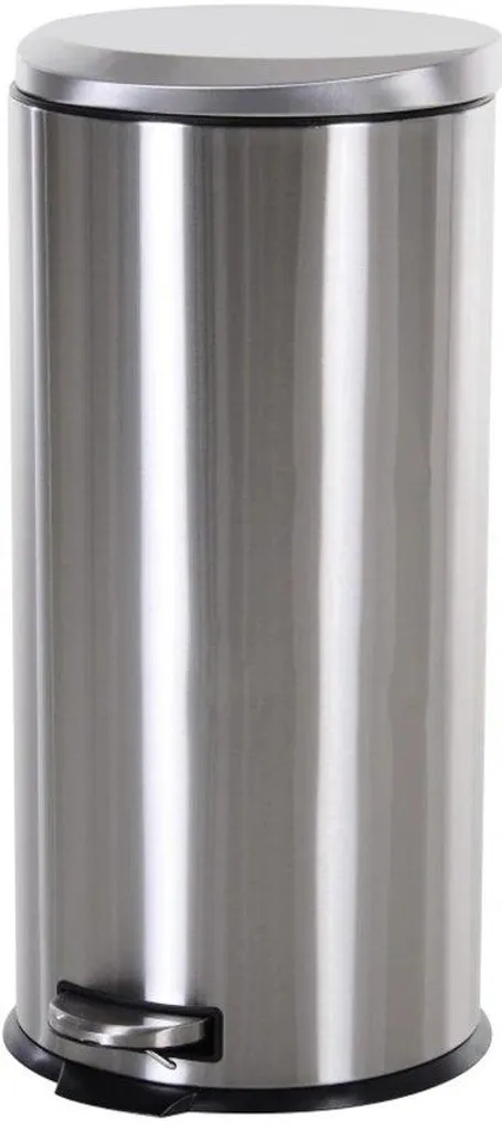 Grande poubelle de cuisine 30 litres noire à pédale en acier inoxydable