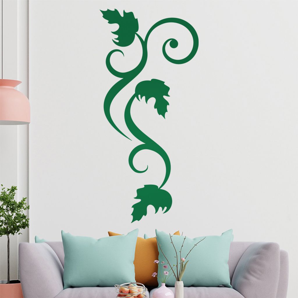 Blätter - Linien Wandtattoo in 6 Größen - Wandaufkleber Wall Sticker - Dekoration, Küche, Wohnzimmer, Schlafzimmer, Badezimmer
