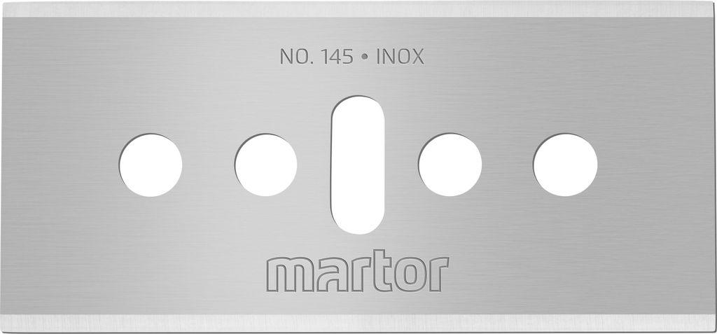 MARTOR 10 x INDUSTRIEKLINGE, Ersatzklingen Cuttermesser, Sicherheitsmesser, 18,5 mm, Scharf, Im Spender, 4-fach Nutzbar, NR. 145