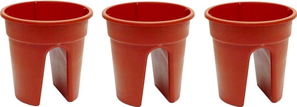 KHW Blumenkasten Flowerclip aus hochwertigem Kunststoff - 3er Set; stabil, UV-/wetterbeständig. Maße 27 cm x 27 cm x H 27,5 cm; Farbe: Rot.