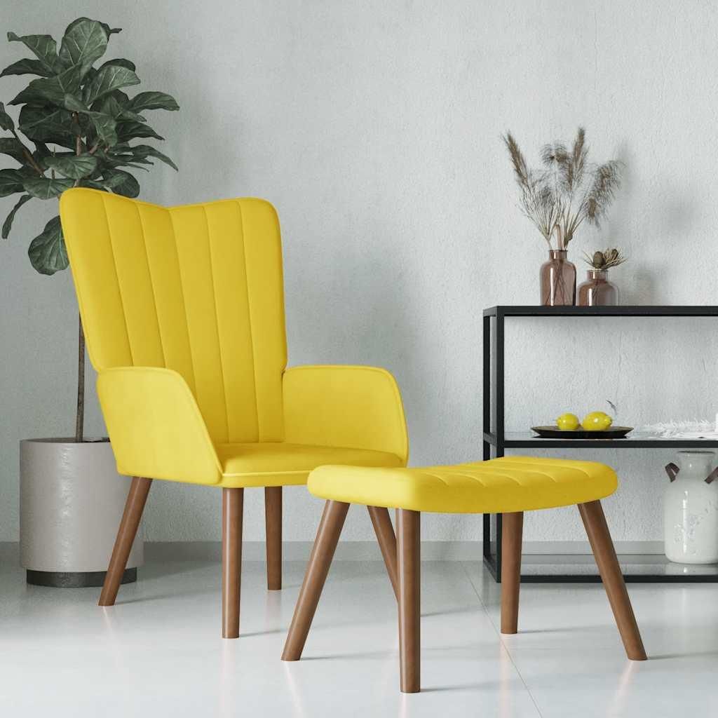 vidaXL Relaxsessel mit Hocker Senfgelb Samt Produktbild 
