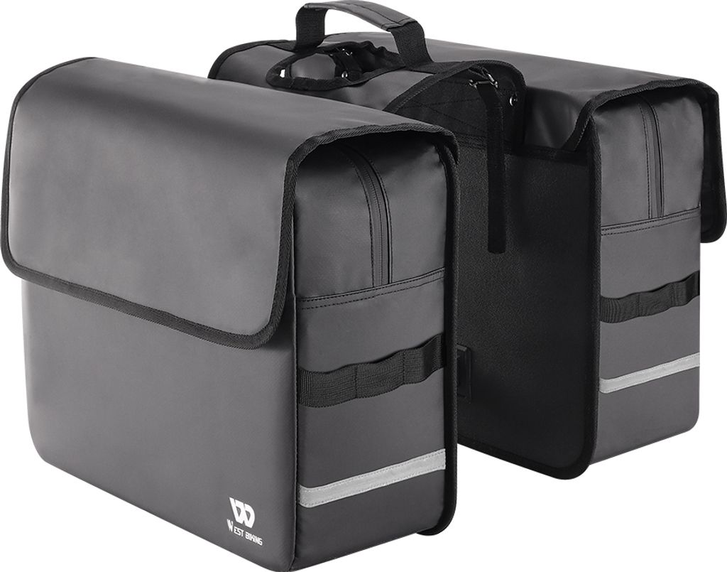 WEST BIKING Fahrrad-Gepäcktasche, 36 l, großes Fassungsvermögen, wasserdicht, doppelseitige Gepäcktasche, hintere Ablagetasche, Fahrrad-Hecktasche