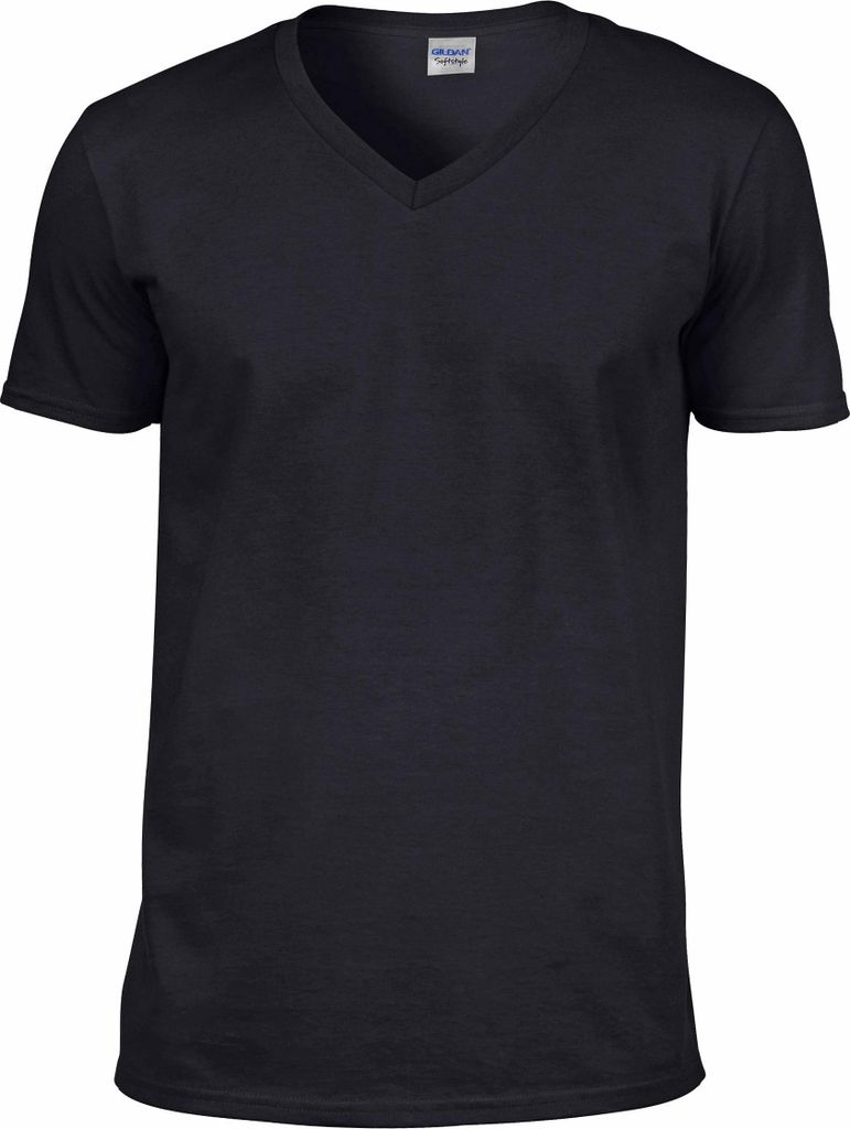 Gildan Herren Soft Style T-Shirt, V-Ausschnitt, Kurzarm FK399 (M) (Schwarz)