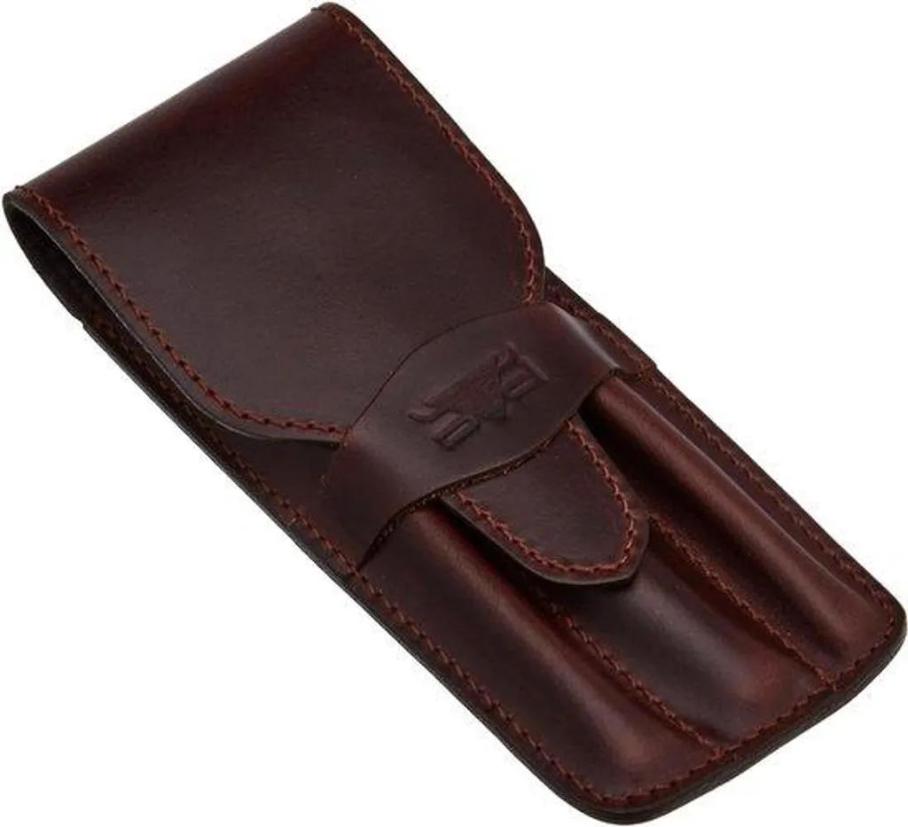 Étui en cuir Zadelleer pour 3 stylos marron - Pochette 17 x 7 x 2 cm