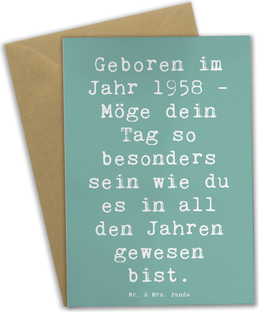 Mr. & Mrs. Panda Grußkarte Spruch 1958 Geburtstag - Meeresbrise - Geschenk, hochzeitskarten, Jubiläum, Geburtsjahr, Happy Birthday, osterkarten, ...