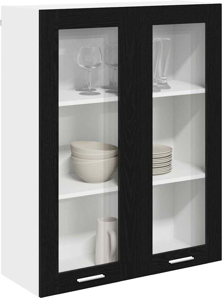 Hängeschrank mit Tür Riga Schwarz Eichen-Optik 80 x 31 x 100 cm