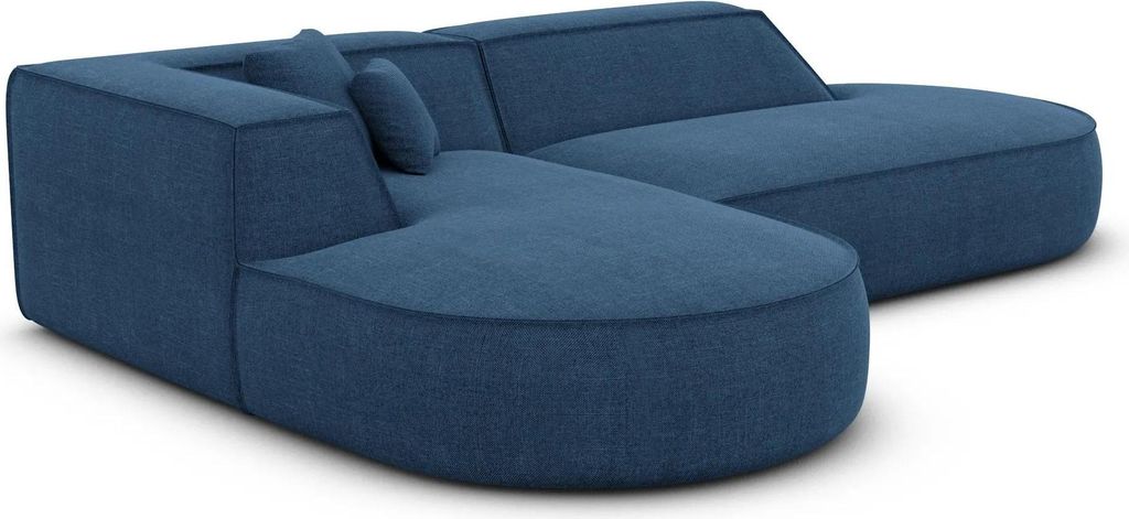 Strukturstoff L-Form Lounge Sofa Liberia Dunkelblau Links