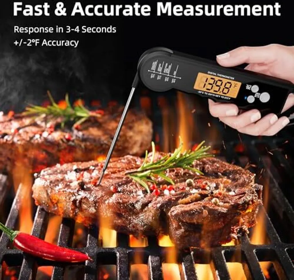 Termometro digitale per carne con sonda pieghevole per la cottura in