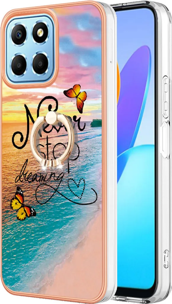 Custodia per Huawei Honor X8a, design marmo, supporto ricarica wireless, ultra sottile, lucida, morbida, antiurto, in TPU, anti-giallo, per Huawei Honor X8a Beer