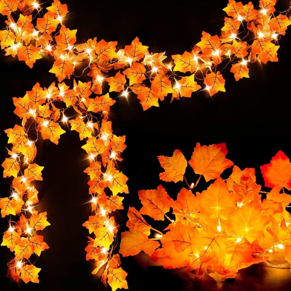 Herbstdekoration [2er-Pack] Beleuchtete Herbstgirlande, Produktbild 