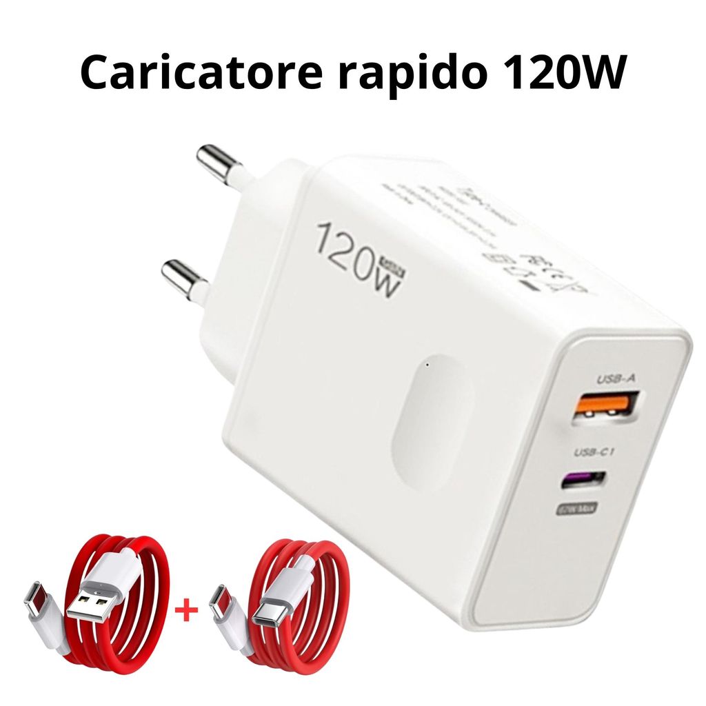 Caricatore USB-C 120W con Cavo – Alimentatore Ricarica Immagine del prodotto 