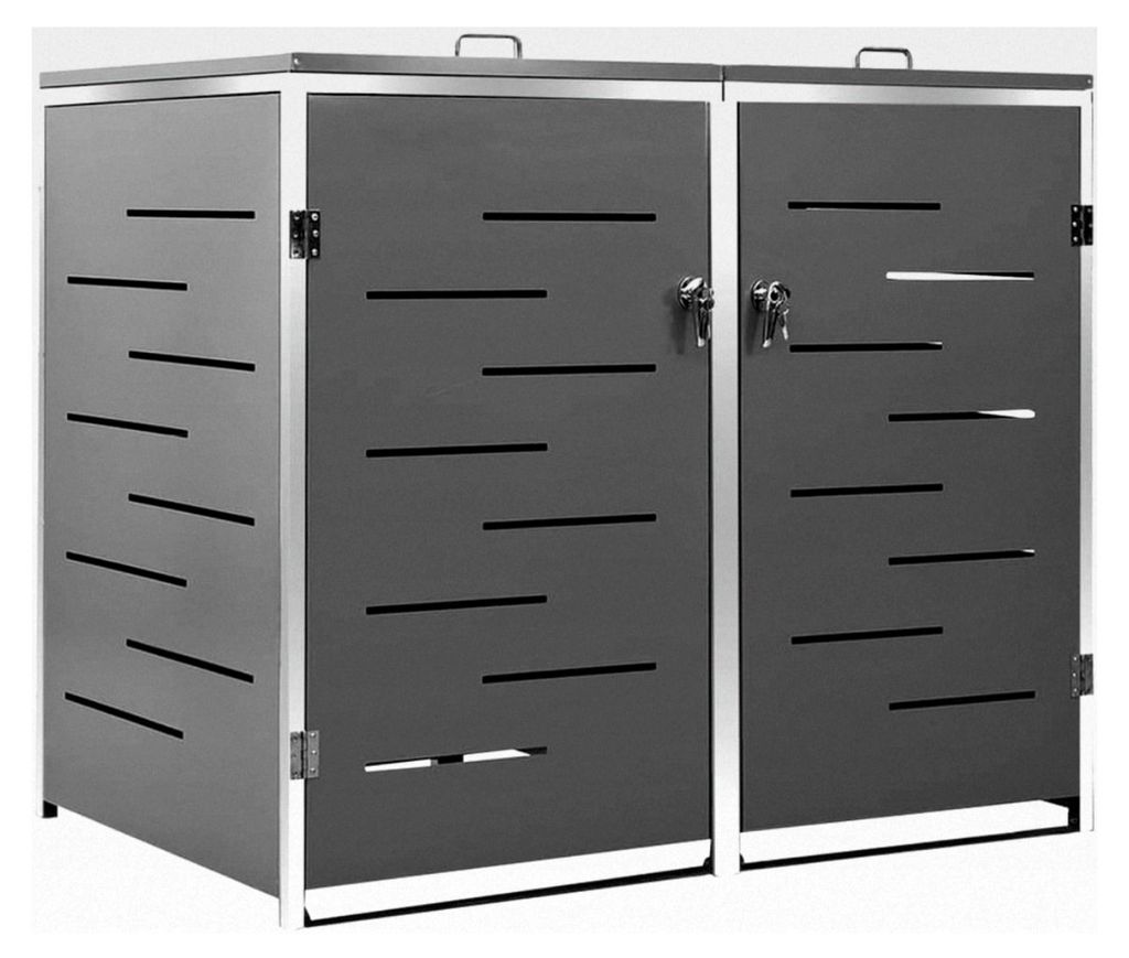 Mülltonnenbox für 240L aus Edelstahl und verzinktem Stahl mit Belüftungssystem, abschließbar, Gartenbox für 2 Tonnen