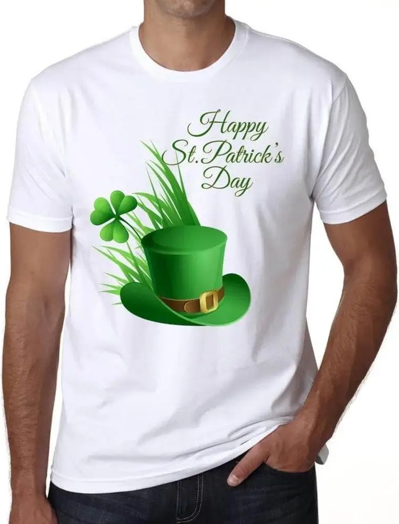 Herren Grafik T-Shirt St-Patrick's-Day-Hut und Kleeblatt – St Patrick's Day Hat And Shamrock – Öko-Verantwortlich Vintage Jahrgang Kurzarm Lus...