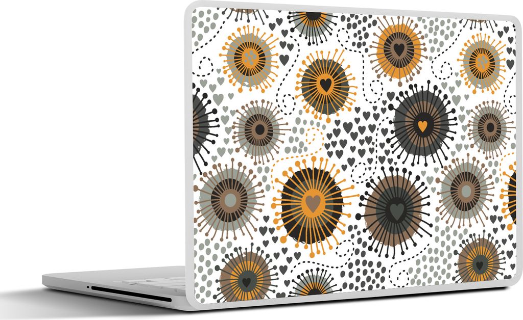 MuchoWow Laptop Aufkleber Sticker Cover Herz - 50er Jahre - Muster 30x21 cm - Sticker für Laptop - Selbstklebend