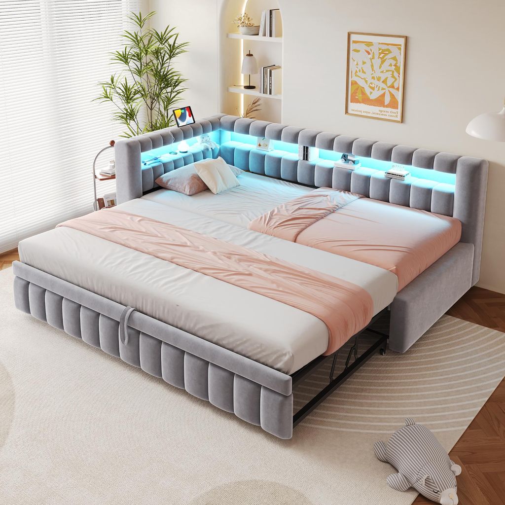 Letto imbottito Flieks 90x200cm con letto estraibile Immagine del prodotto 