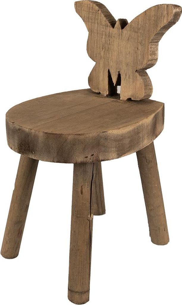 Clayre & Eef Pflanzentischchen 18x19x34 cm Braun Holz Schmetterling
