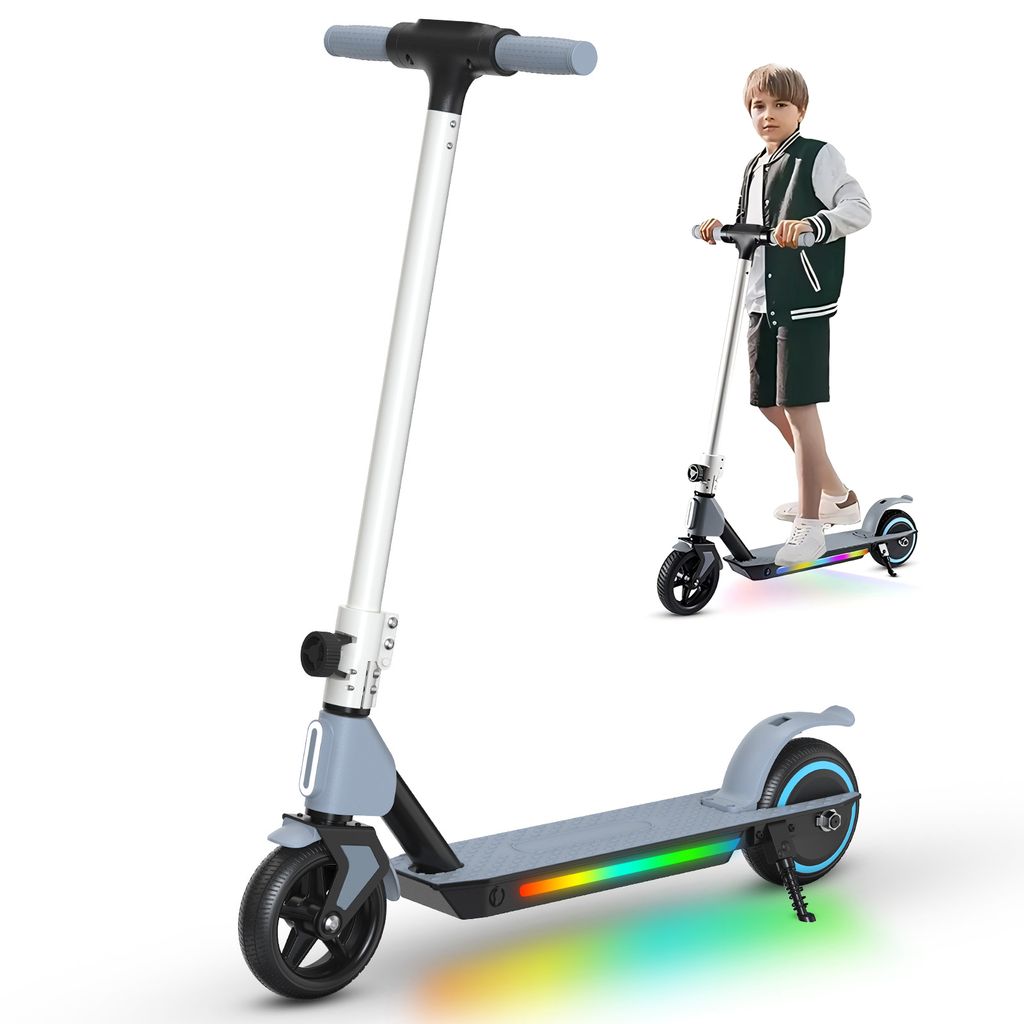 Elektroscooter S2 Schwarz Elektro Roller Für Kinder mit LED-Lichtern, Klappbar Elektroroller Für Kinder 6-12 Jahren, 130W, E Roller Kinder Geschenk