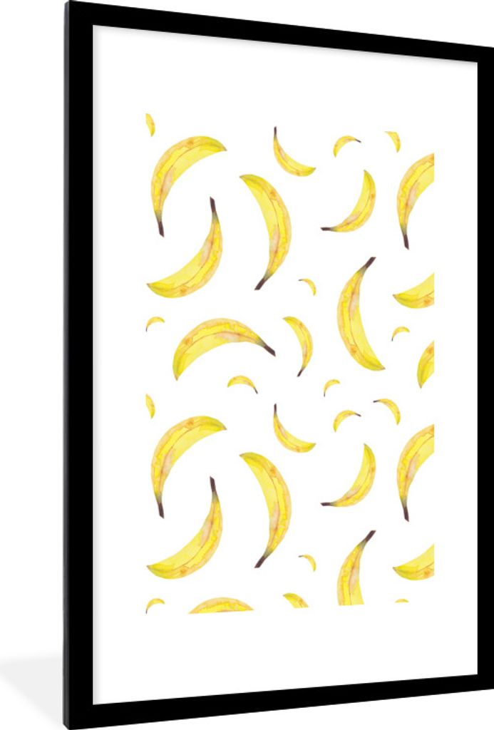 MuchoWow Gerahmtes Poster Bananen - Obst - Gelb 60x90 cm - Poster mit Schwarzem Bilderrahmen Wandposter Rahmen Foto Bilder - Dekoration - Wandpos...