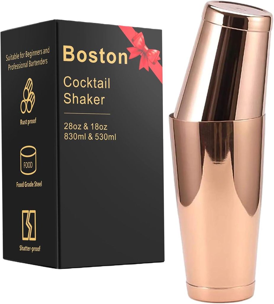 Edelstahlprofi Boston Shaker - 2 -teiliges ungewichtetes Martini -Getränke -Set Barkeeper Kupfer