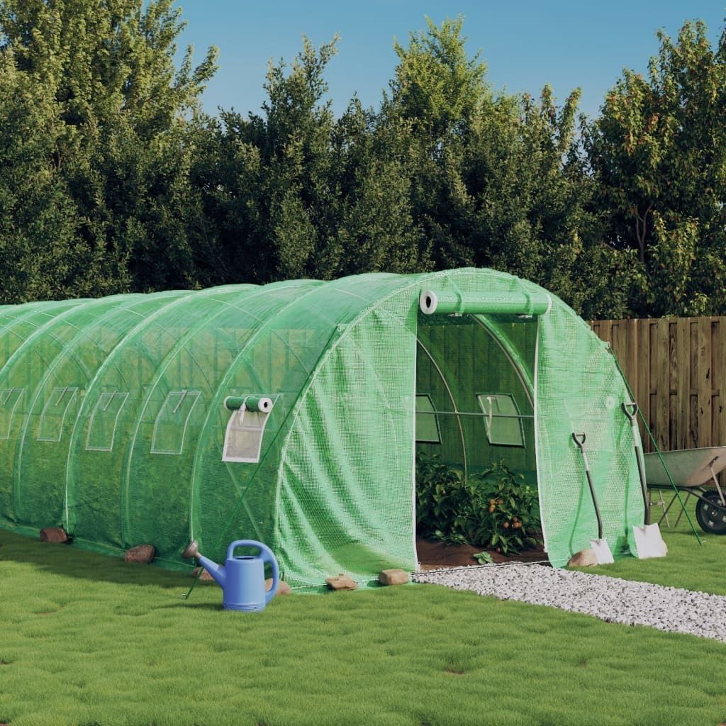 The Living Store Gewächshaus mit Stahlrahmen Grün 18 m² 6x3x2 m