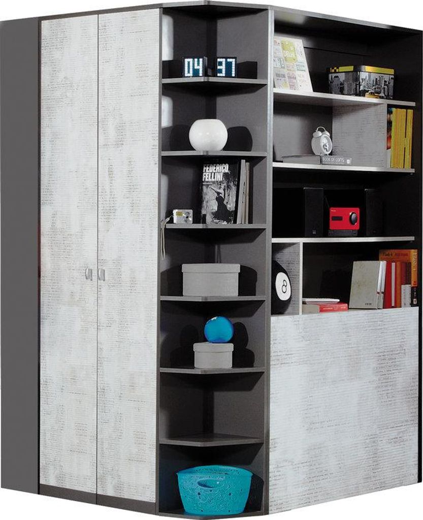 Masseno Drehtürenschrank FIUME 135/190/135cm 2-türig Graphitfarben