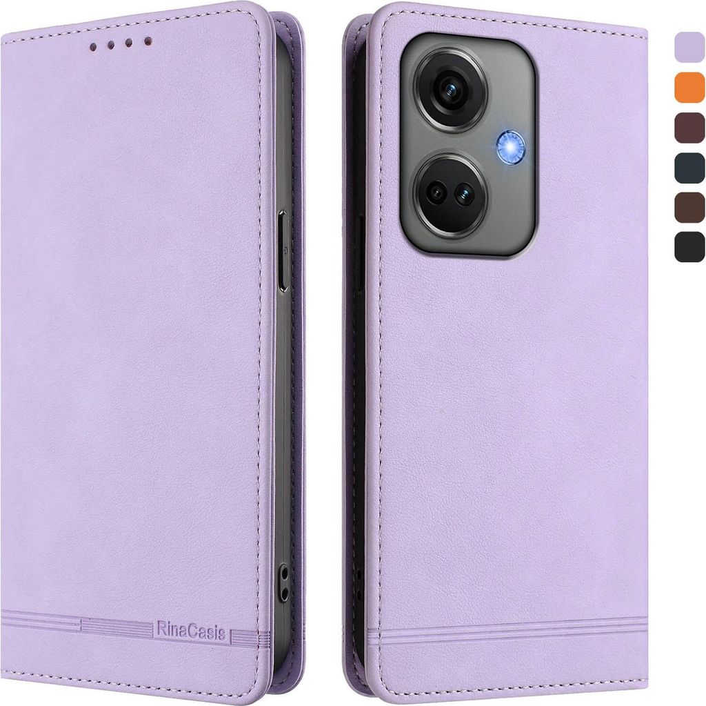 Hülle für OnePlus Nord CE3, Retro Kunstleder Ständer Klapphülle mit Kartenfächer und Magnetische Violett