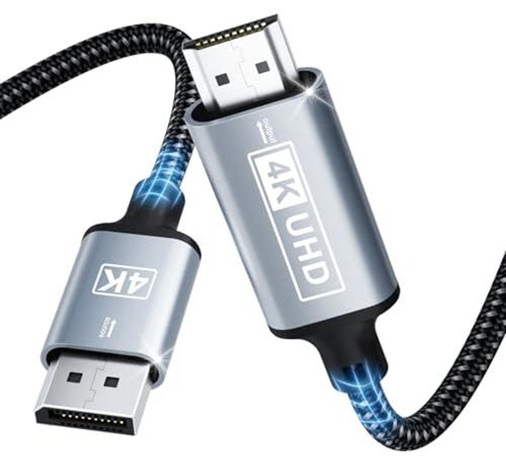 DisplayPort Auf HDMI,4K Displayport to HDMI kabel 3M,direktionaler DP auf HD MI,Nylon Geflochten Displayport to HDMI Kompatibel mit Laptops,PC,Dell...