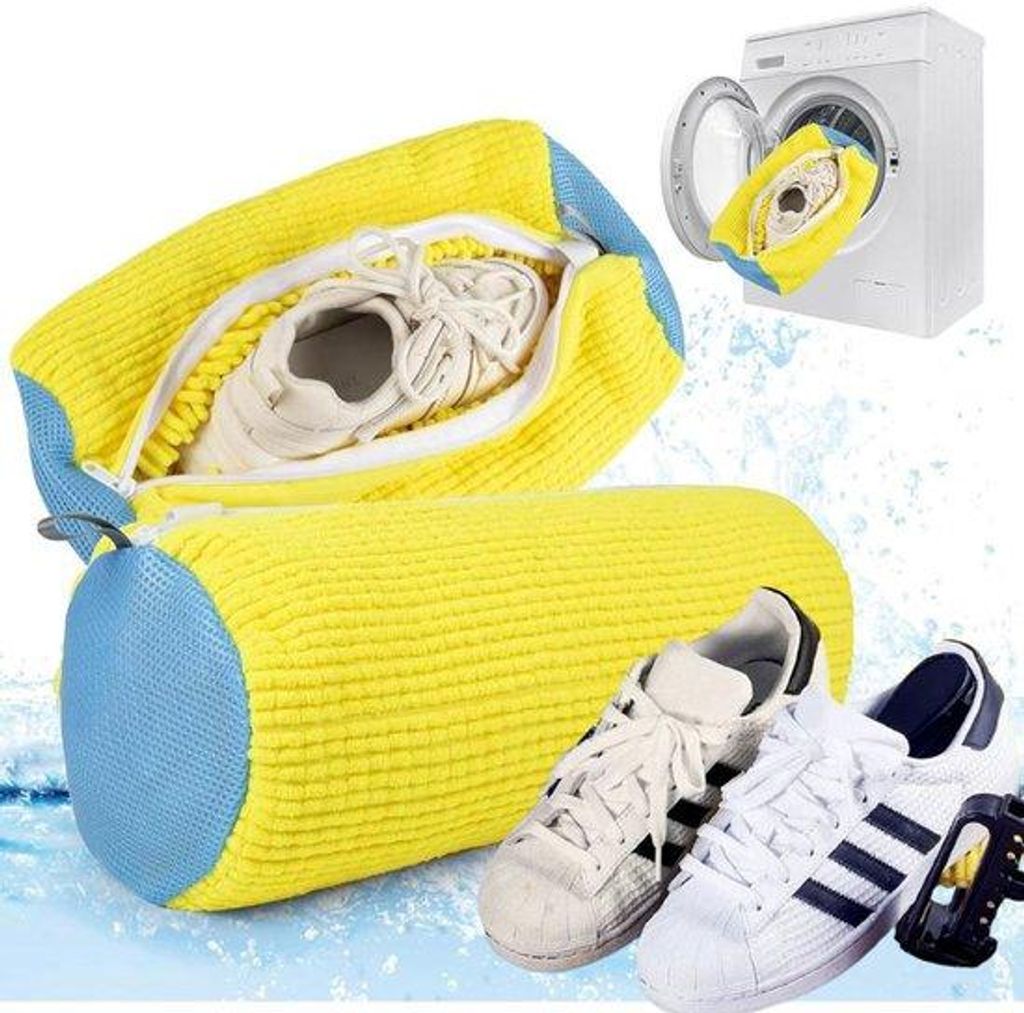 Schuhwaschbeutel 39 x 19 cm für Waschmaschinen, Wäschenetz aus Polyester für Turnschuhreinigung, gelb - SHOEPURE
