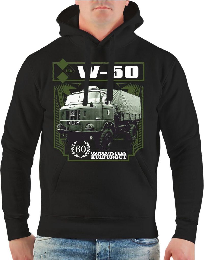 Herren Kapuzenpullover W50 Lkw 60 Jahre IFA DDR