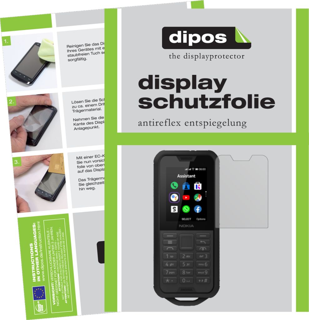 2x Schutzfolie für Nokia 800 Tough matt Displayschutzfolie Folie Display Schutz dipos