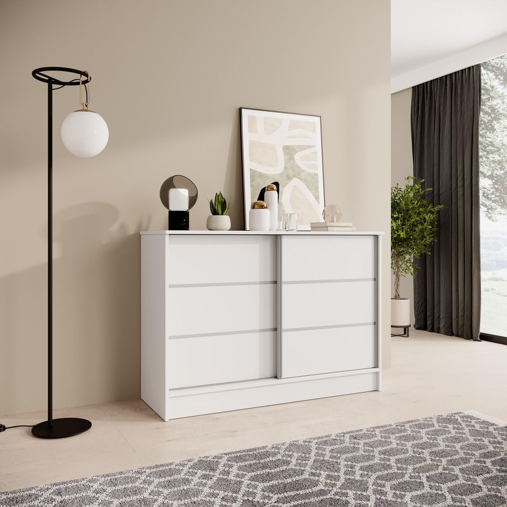 BEAUTYSOFA | Komoda MIRELA 120 cm, bílá, příborník se 2 Obrázek produktu 