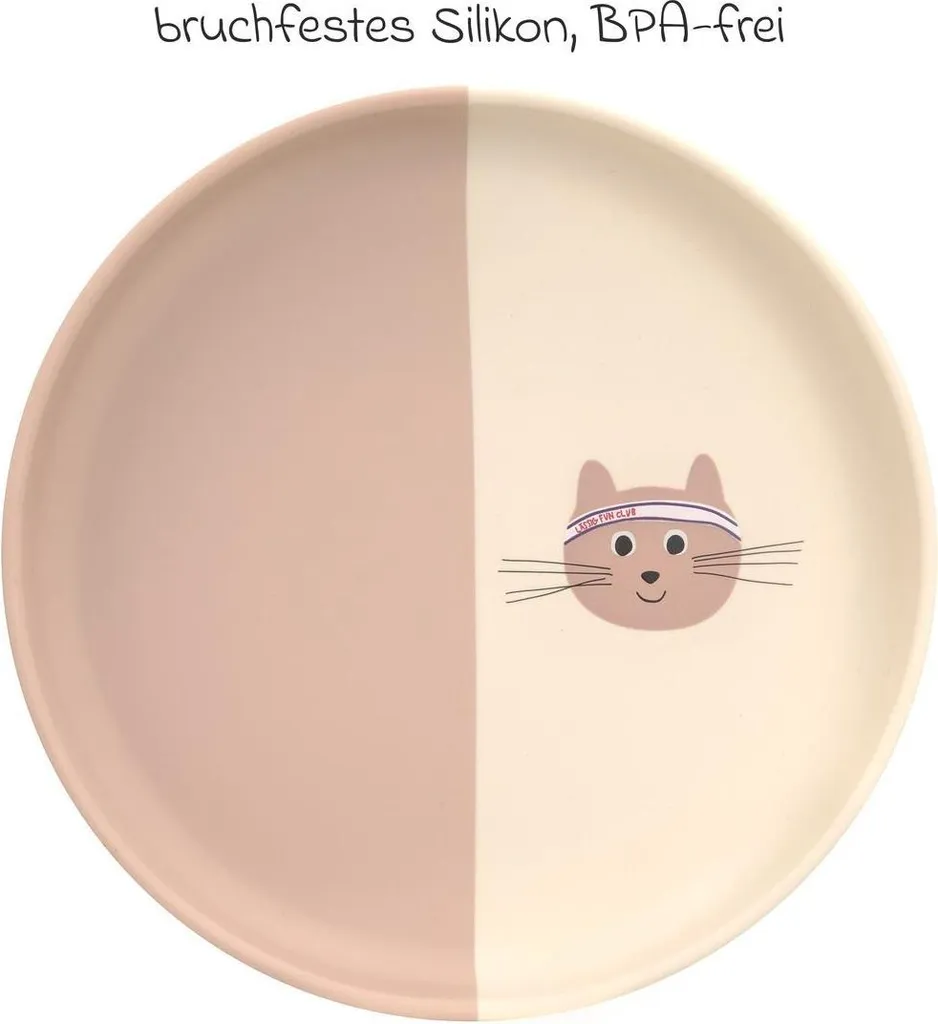 Assiette silicone pour bébé et petit enfant - Modèle chat ludique