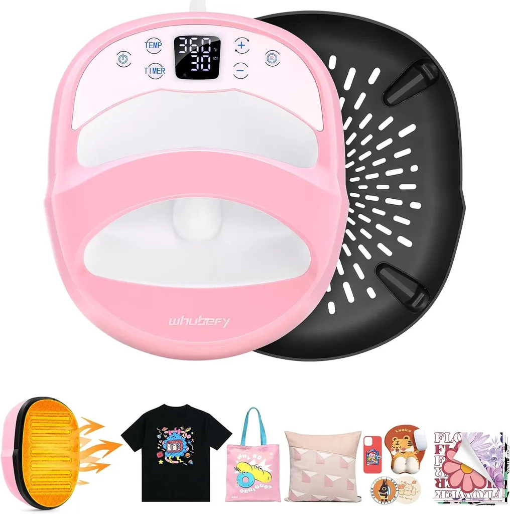 Presse à transfert thermique rose 30x25 cm pour flocage et sublimation