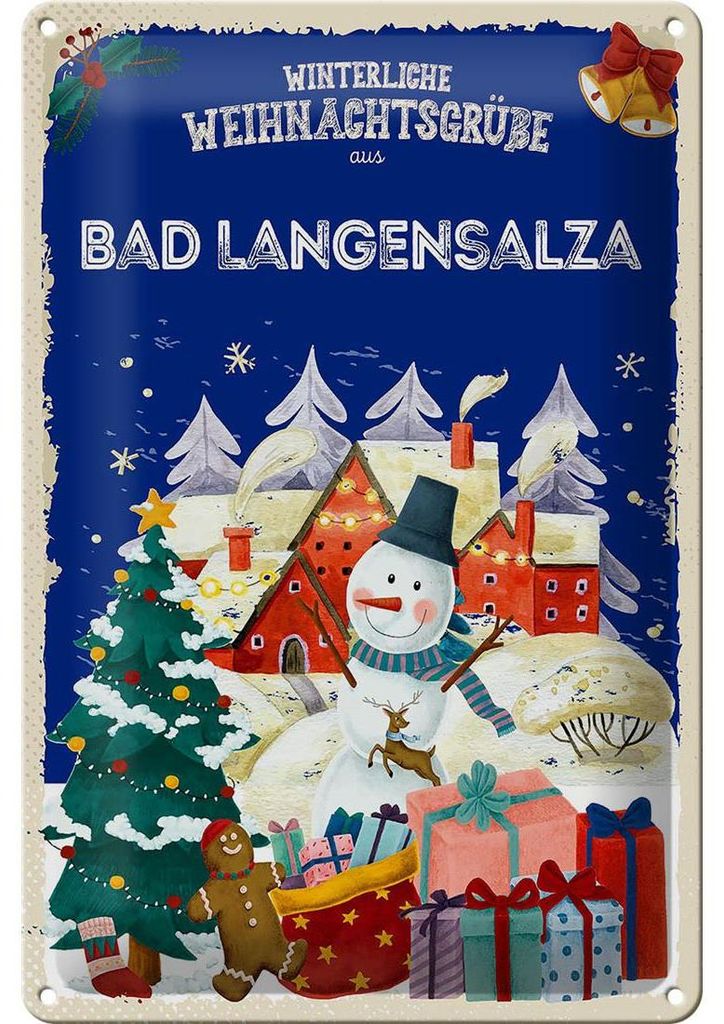 Blechschild Weihnachtsgrüße aus BAD LANGENSALZA 20x30cm
