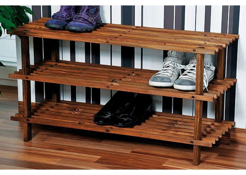Kesper Étagère à chaussures, Sapin foncé 3 étages, 69733 Image du produit 