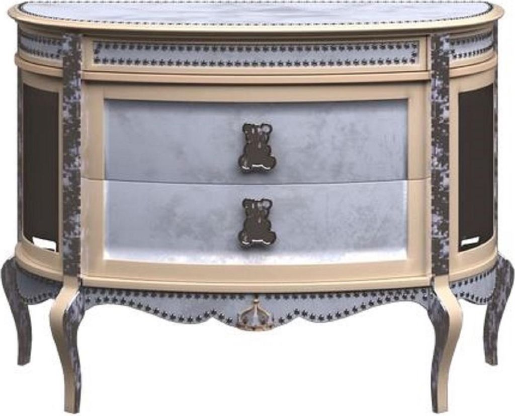 Casa Padrino Luxus Barock Nachtkommode Blau / Beige - Prunkvoller Kinderzimmer Nachttisch - Barock Kinderzimmer Möbel - Luxus Qualität - Italy