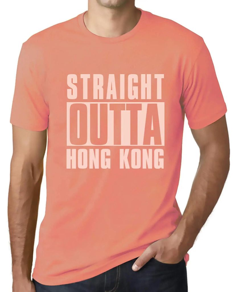 Herren Grafik T-Shirt Direkt aus Hongkong – Straight Outta Hong Kong – Öko-Verantwortlich Vintage Jahrgang Kurzarm Lustige Druck Geburtstag Ge...