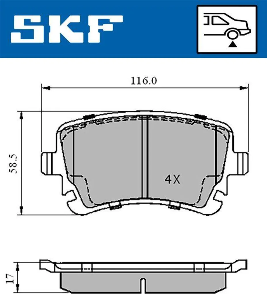 Jeu de Plaquettes de Frein SKF pour Entretien Audi A4 et Transporter V