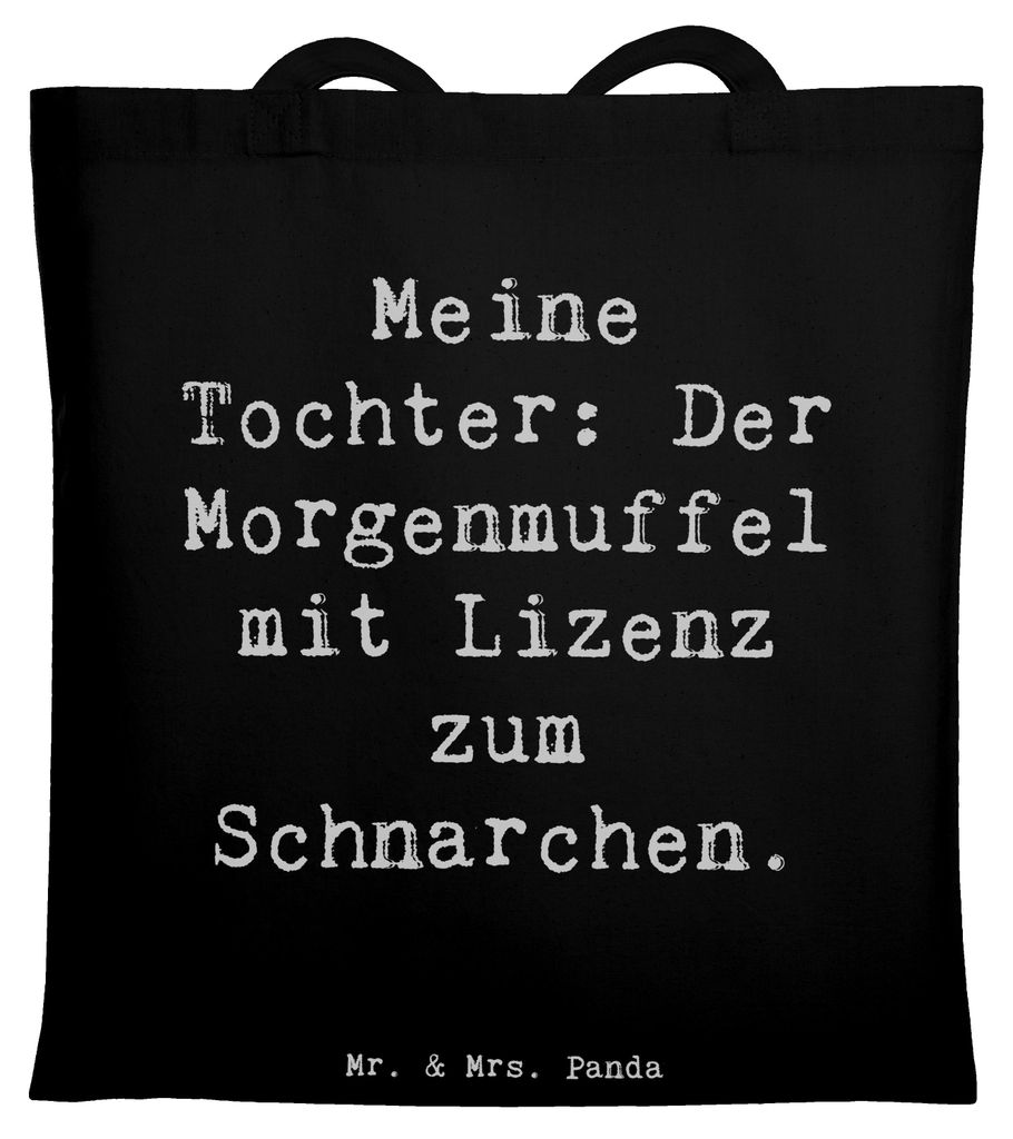 Mr. & Mrs. Panda Jutetasche Spruch Tochter Morgenmuffel - Schwarz - Geschenk, Tasche, Einkaufstasche, Verwandte, lustige Familiensprüche, Freude, ...
